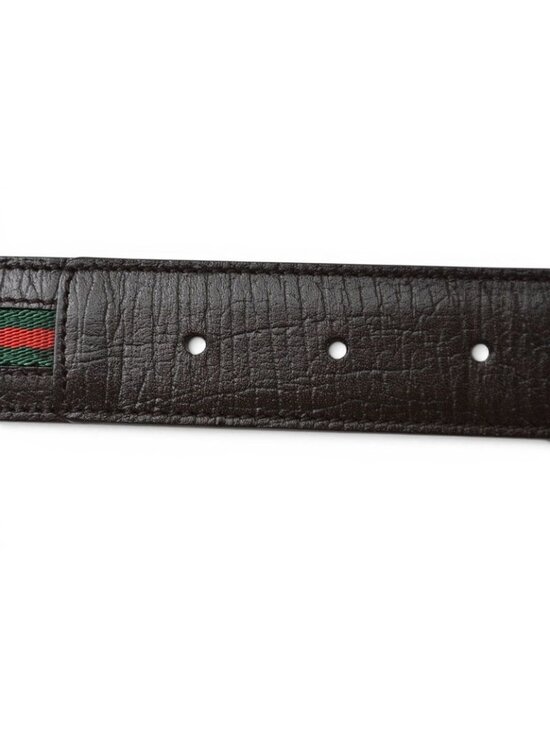 Gucci Belt 95 Leather Sherry Line Dark Brown Green Red main image 7